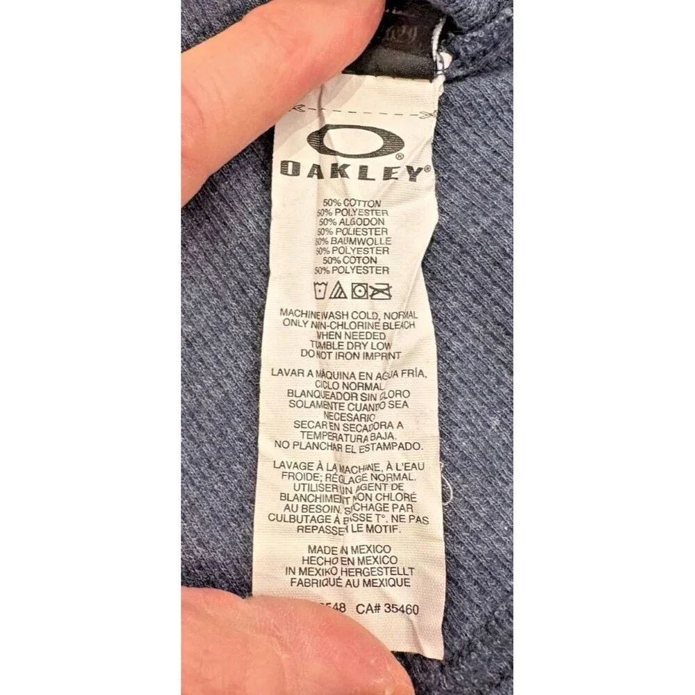 Oakley Shirt Men's 2XL XXL  Long Sleeve Tee T-Shirt Gray Blue Cotton Polyester - Picture 8 of 10